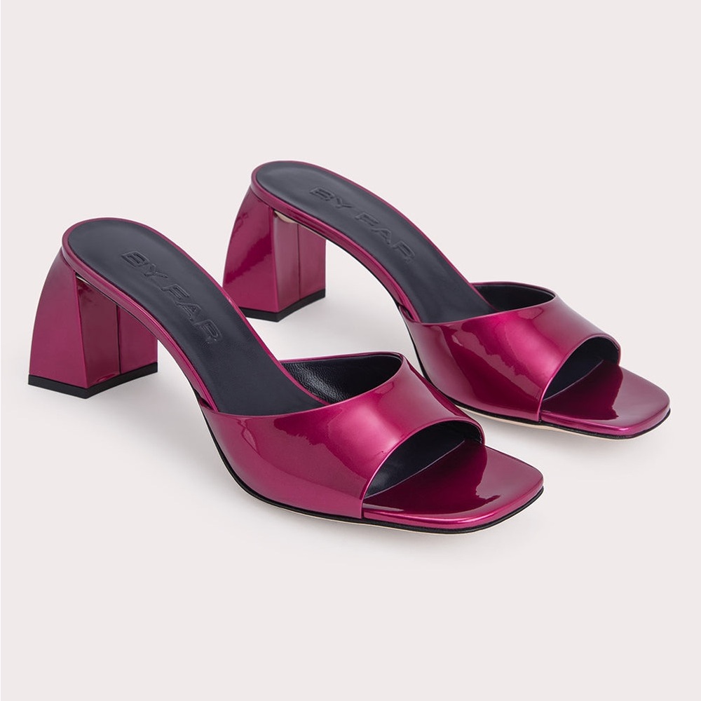 BY FAR Romy Metallic Leather Sandals